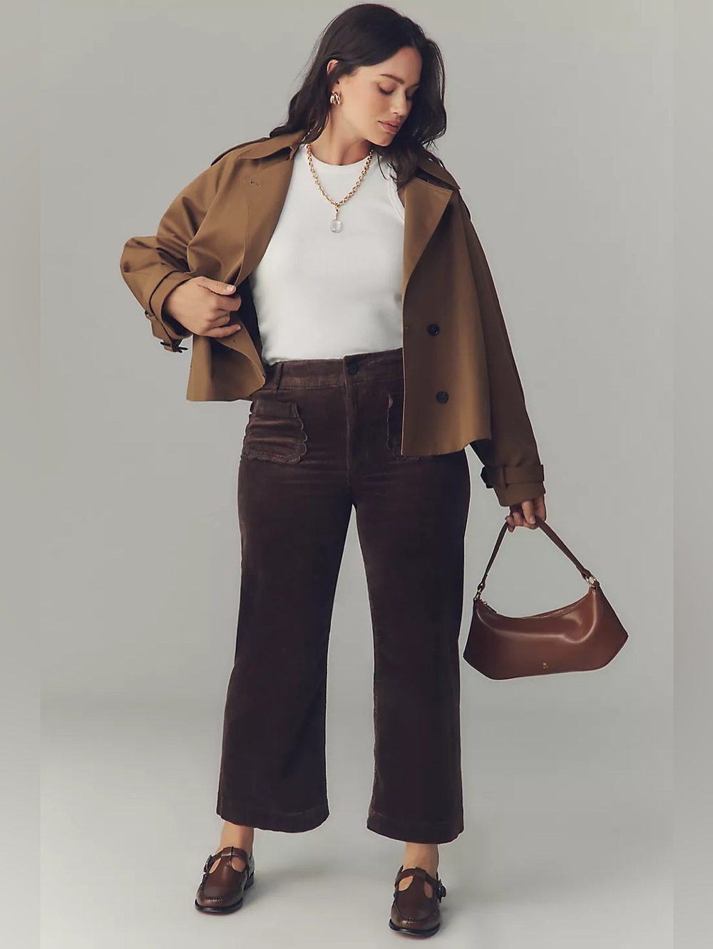 NWT Size 22W-The Colette Crop Wide-Leg Trousers Corduroy Scallop Pocket (US$148) - Picture 2 of 16
